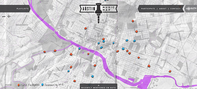 screenshot of Austin Music Map homepage