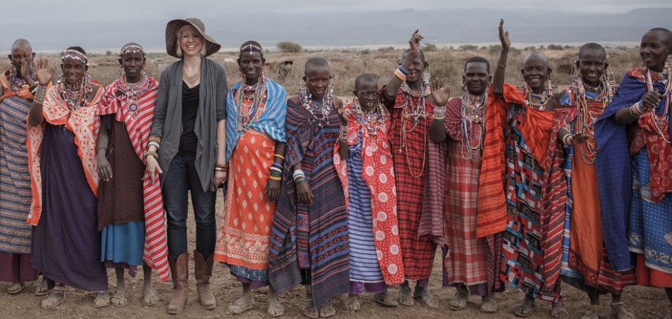 Kirsten Dickerson of Raven and Lily with Maasai people in Kenya.
