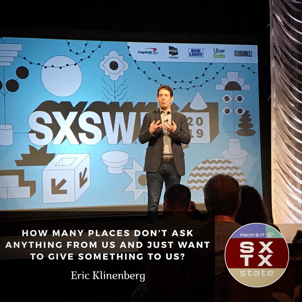 Eric Klinenberg speaking about Libraries at SXSW