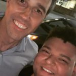 Student Vincent Verduzco takes a selfie with former congressman Beto O'Rourke